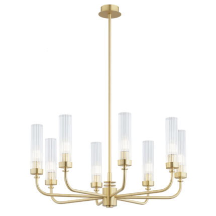 Brezton 8-Light Chandelier, Glass, Brass