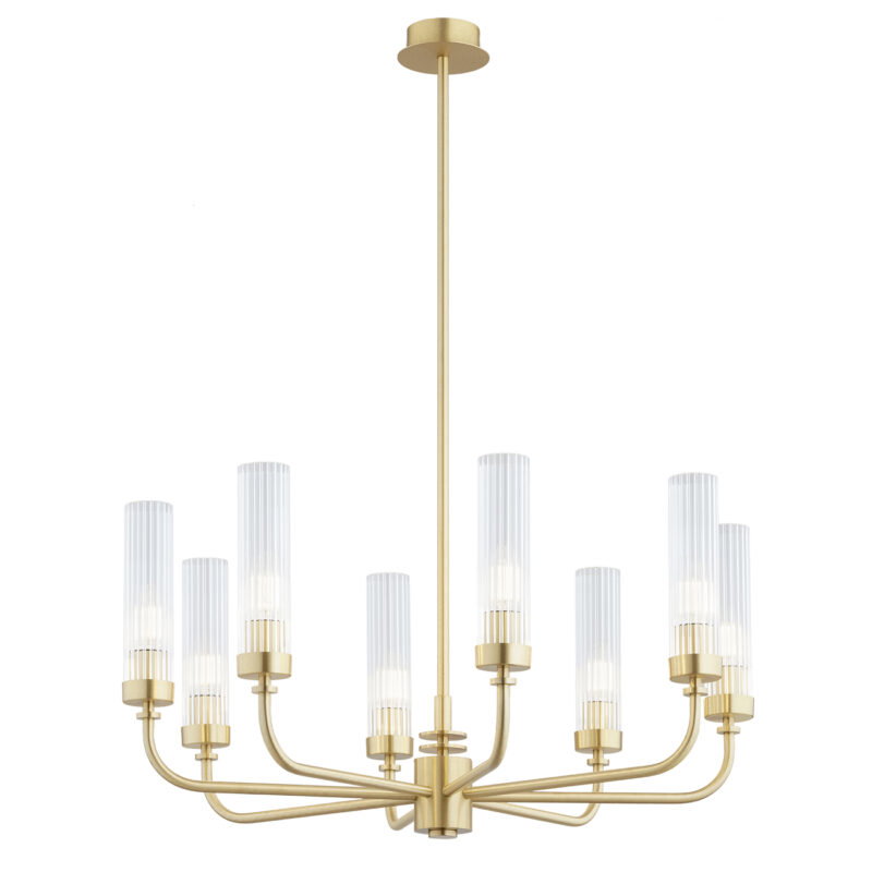 Brezton 8-Light Chandelier, Glass, Brass