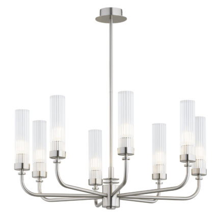 Brezton 8-Light Chandelier, Glass, Galvanized Steel