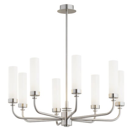 Brezton 8-Light Chandelier, Glass, Galvanized Steel