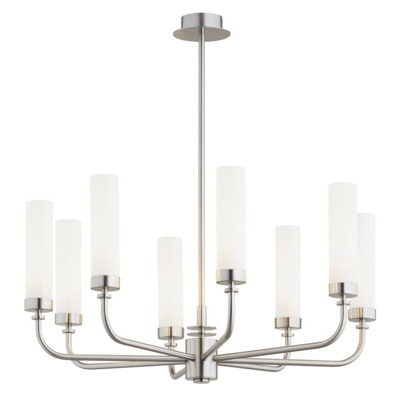 Brezton 8-Light Chandelier, Glass, Galvanized Steel