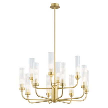 Brezton Chandelier 12-Light, Glass, Brass