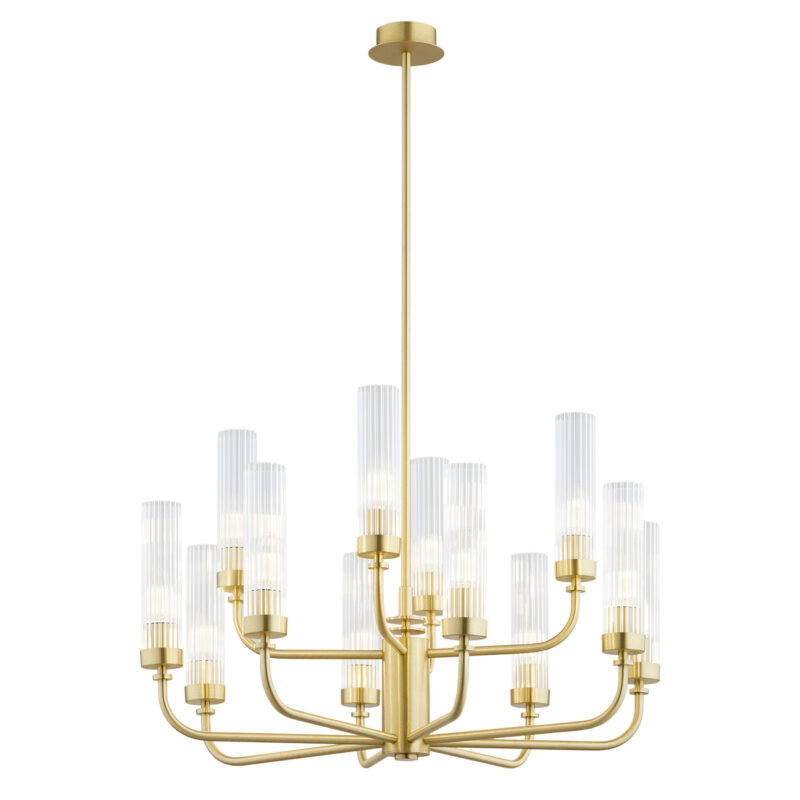 Brezton Chandelier 12-Light, Glass, Brass