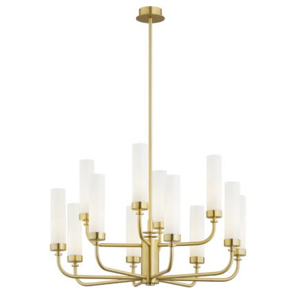 Brezton Chandelier 12-Light, Glass, Brass