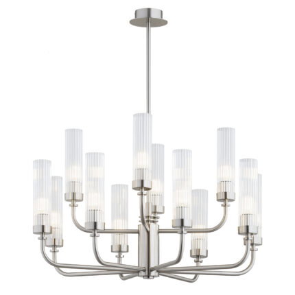 Brezton Chandelier 12-Light, Glass, Galvanized Steel