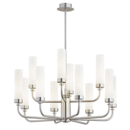 Brezton Chandelier 12-Light, Glass, Galvanized Steel