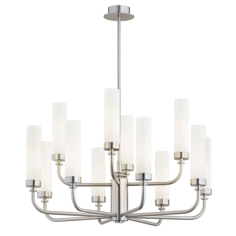 Brezton Chandelier 12-Light, Glass, Galvanized Steel