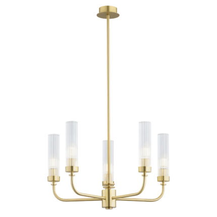 Brezton Chandelier 5-Light, Glass, Brass