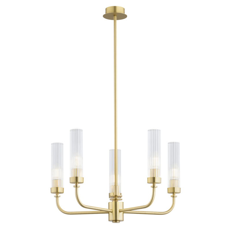Brezton Chandelier 5-Light, Glass, Brass