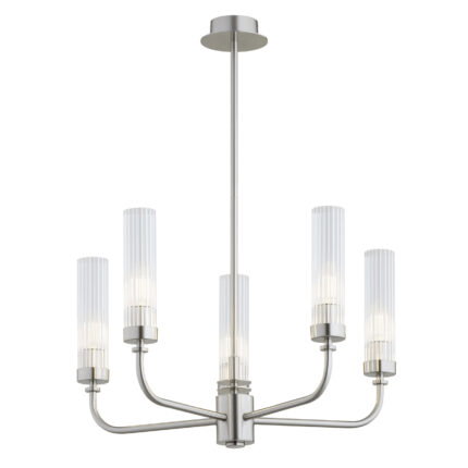 Brezton Chandelier 5-Light, Glass, Galvanized Steel