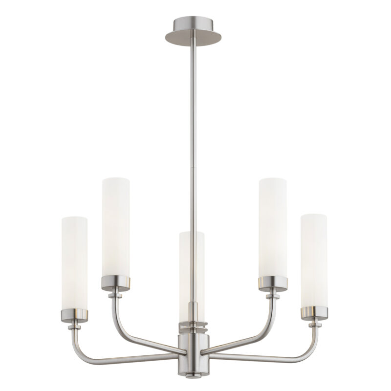 Brezton Chandelier 5-Light, Glass, Galvanized Steel