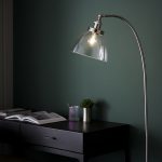 Ferri Floor Lamp, Polished Nickel, Clear Glass Shade