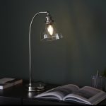 Ferri Desk Lamp, Polished Nickel, Clear Glass Shade