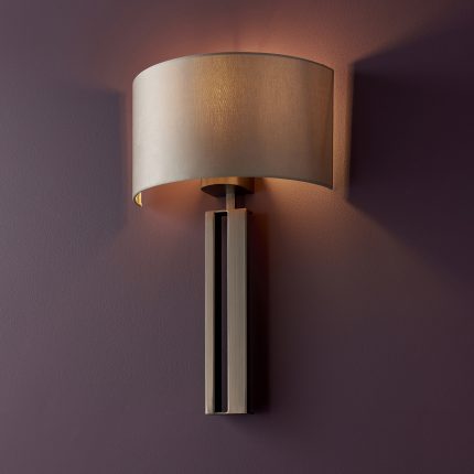 Bronze Slotted Wall Light With Mink Shade Image 2