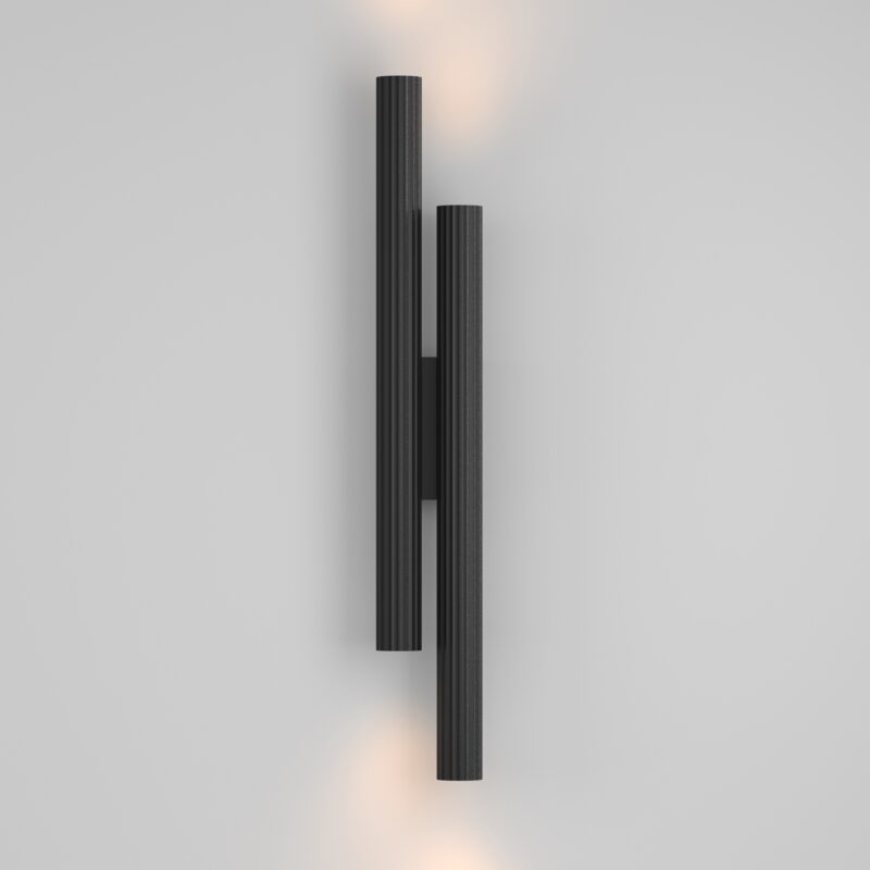Calipso Black Double Tube Wall Light, 2700k LED, 24W, 49cm Height, 4 Lamp - Image 5