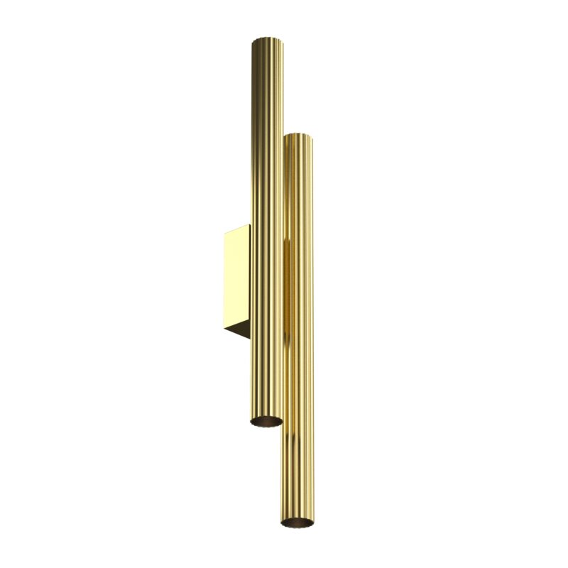 Calipso Brass Double Tube Wall Lamp, 2700k LED, 24W, 49cm Height, 4 Light - Image 2