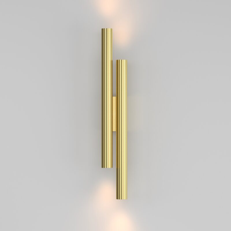 Calipso Brass Double Tube Wall Lamp, 2700k LED, 24W, 49cm Height, 4 Light - Image 4