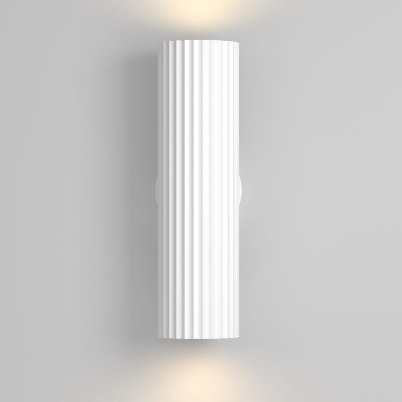 Calipso White Up And Down Tube Wall Lamp, Ribbed Metal, GU10, 20cm Height - Image 4