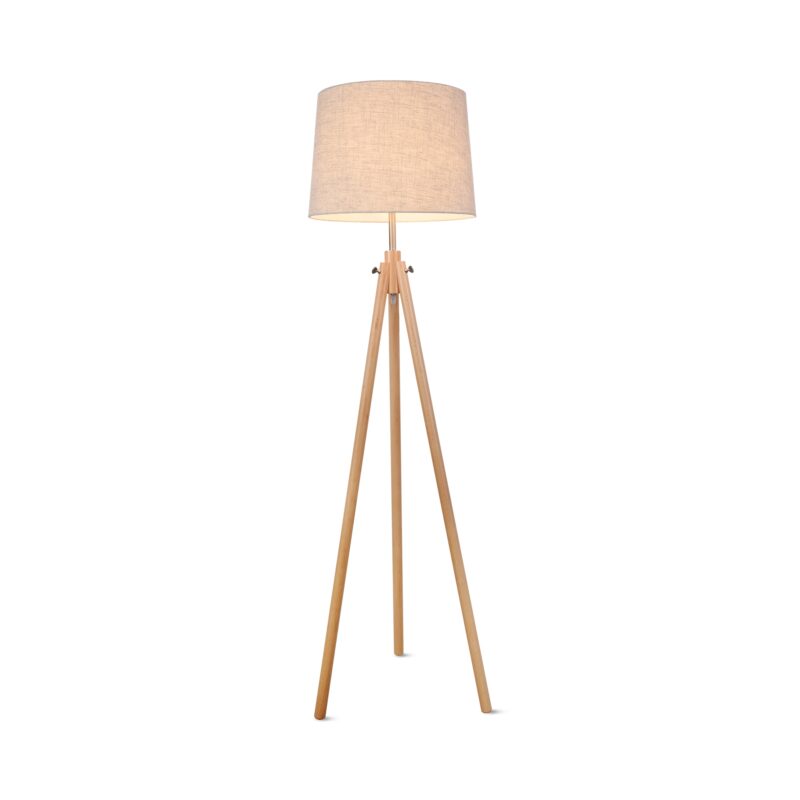 Calvin Beige Floor lamp, Metal and wood