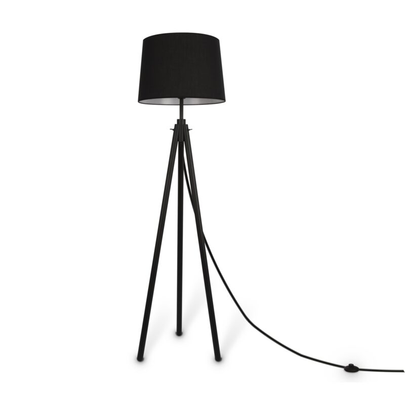 Calvin Black Floor lamp, Metal and wood