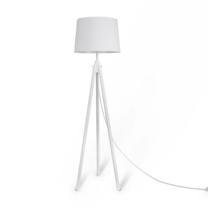 Calvin White Floor lamp, Metal and wood