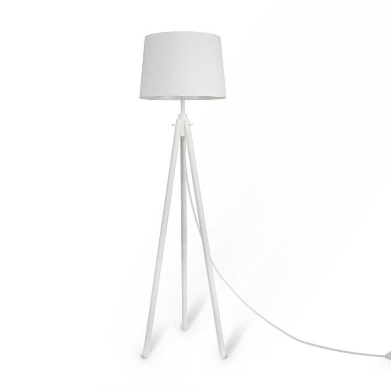 Calvin White Floor lamp, Metal and wood