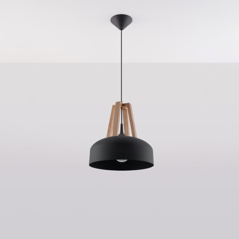 Casco Pendant lamp black/natural wood Image 2