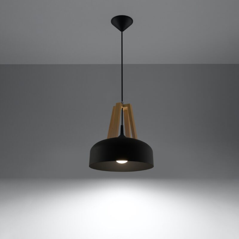 Casco Pendant lamp black/natural wood Image 3