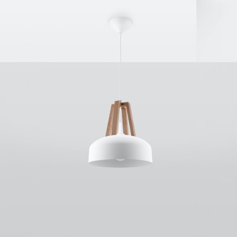 Casco Pendant lamp white/natural wood Image 2