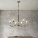 Richmond Chandelier, 6 Lamp, Polished Nickel, Glass Shades, 84.5cm