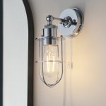 Knave Wall Lamp, IP44, Chrome, Caged, Pull Cord