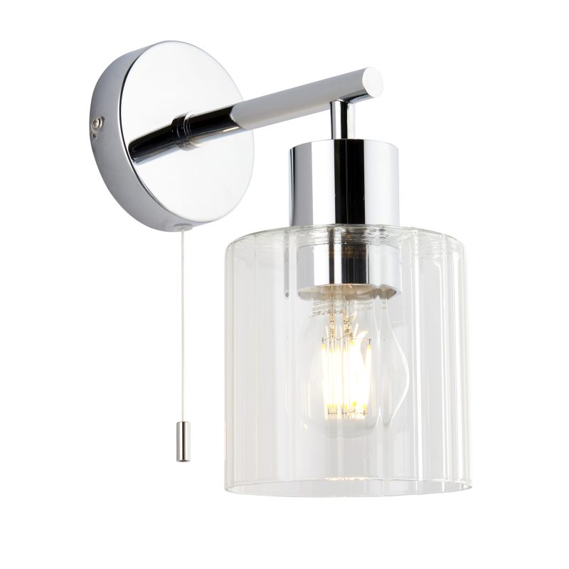 Morris Wall Lamp lit on a white background.