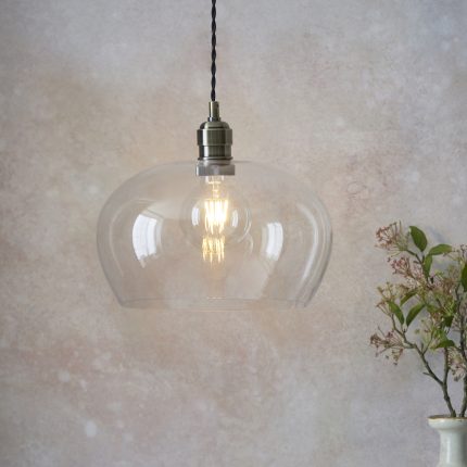 Clear Glass & Antique Brass Medium Pendant Image 2