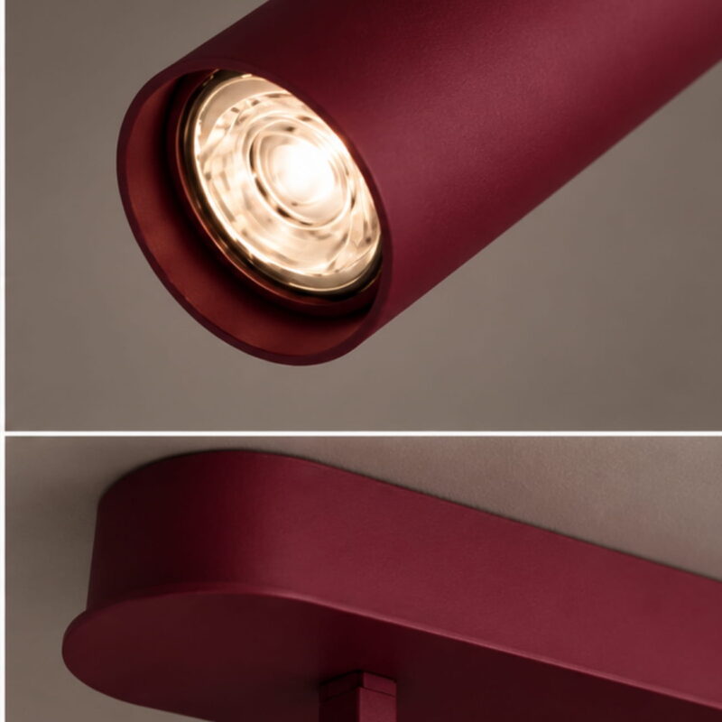 lensa burgundy 3 light bar spotlight, adjustable, steel, gu10, 100cm length