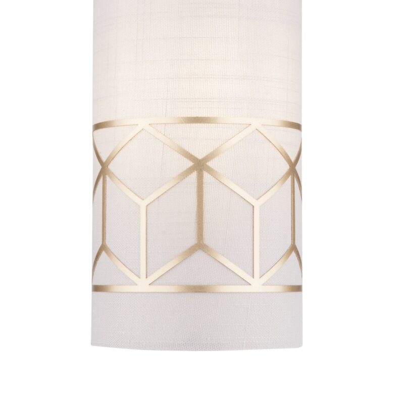 messina 1 lamp wall light, beige shade, gold metal, 12.cm wide