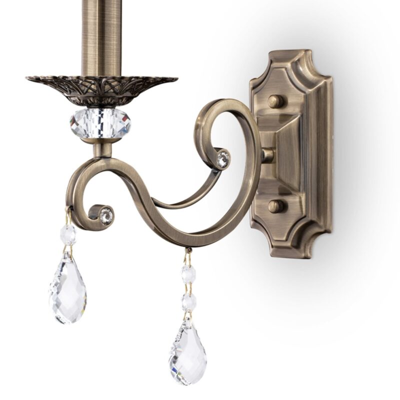 grace bronze wall light, 1 lamp, metal, crystal glass, 12cm wide