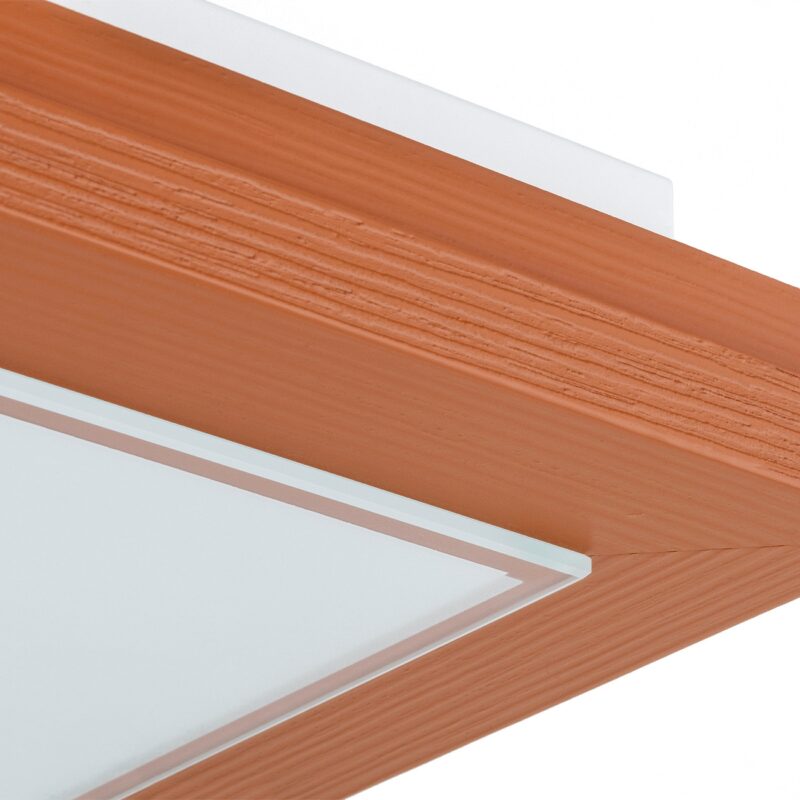 tayber medium terracotta flush ceiling lamp, 4 light, glass, wood, 42cm wide