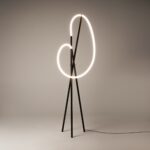 Crochet Black LED Floor Lamp, 36w, 3000k, Metal, Silicone, 162cm Height