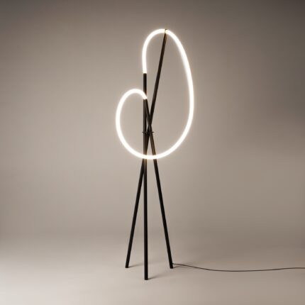 Crochet Black Floor lamp, Aluminum Image 9