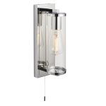 Delen Bathroom Wall Lamp, Chrome, IP44, Cylinder Glass