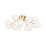 Dallas 20 Light Ceiling Lamp, White Glass, Gold Metal, 75cm Wide