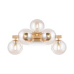 Dallas Bubble Gold Wall Light, Amber Glass, Metal, 5 Lamp, 38cm Wide