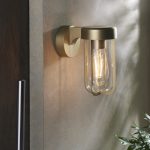 Navi Wall Light, Brushed Gold, IP44, Clear Glass, E27