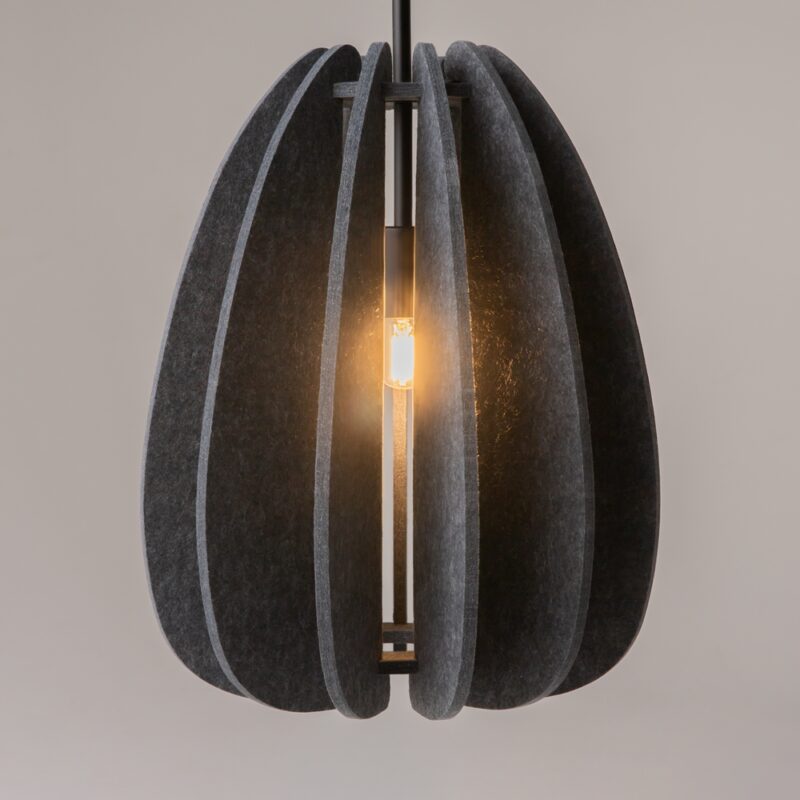 cambio small felt grey pendant lamp, black metal, 1 light, 35 diameter