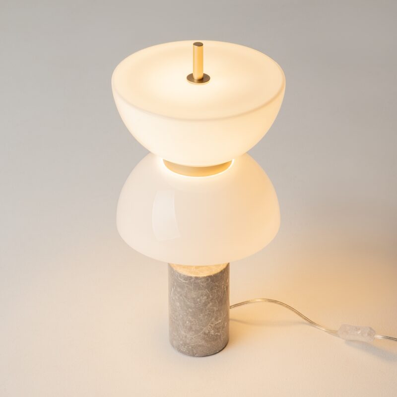 kyoto gold & grey table lamp, 1 light, glass, 46cm height