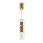 Dynamics Gold Cylinder Pendant Lamp, Glass, Metal, 1 Light, 8cm Wide