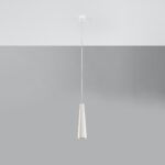 Elettra White Ceramic Pendant Light, 1 Lamp, Cylinder, 8cm Diameter