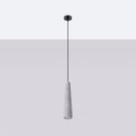 Elettra Grey Concrete Pendant Lamp, 1 Light, Cylinder, 8cm Diameter