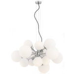 Elite Pendant Light, 15 Lamp, Opal Glass, Chrome, 87cm Width