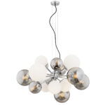 Elite 15 Light Pendant Lamp, Grey And Opal Glass, 87cm Width